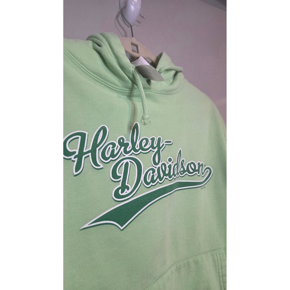 Harley-Davidson Savannah Georgia Script Hoodie Sweatshirt Womens L Mint Green